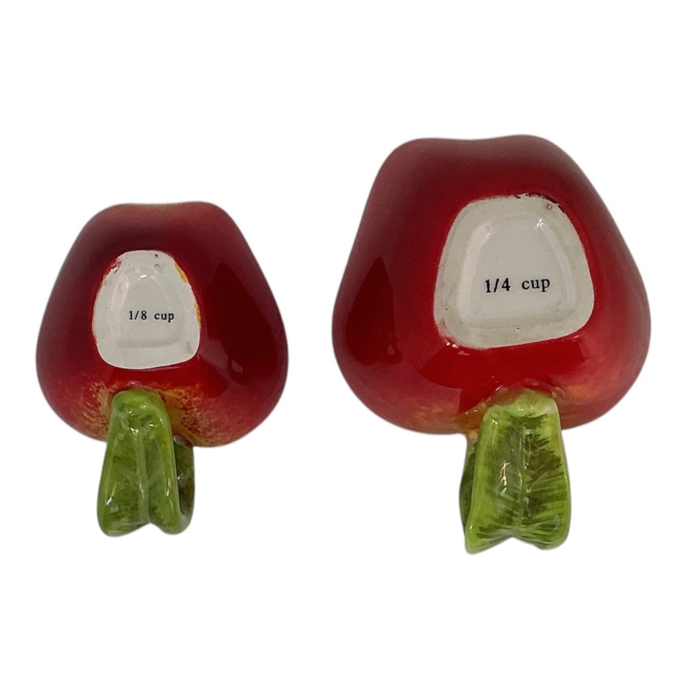 Red Apple Ceramic Measuring Cups Set of 4 Hanging Nesting Kitchen Decor - Picture 13 of 13